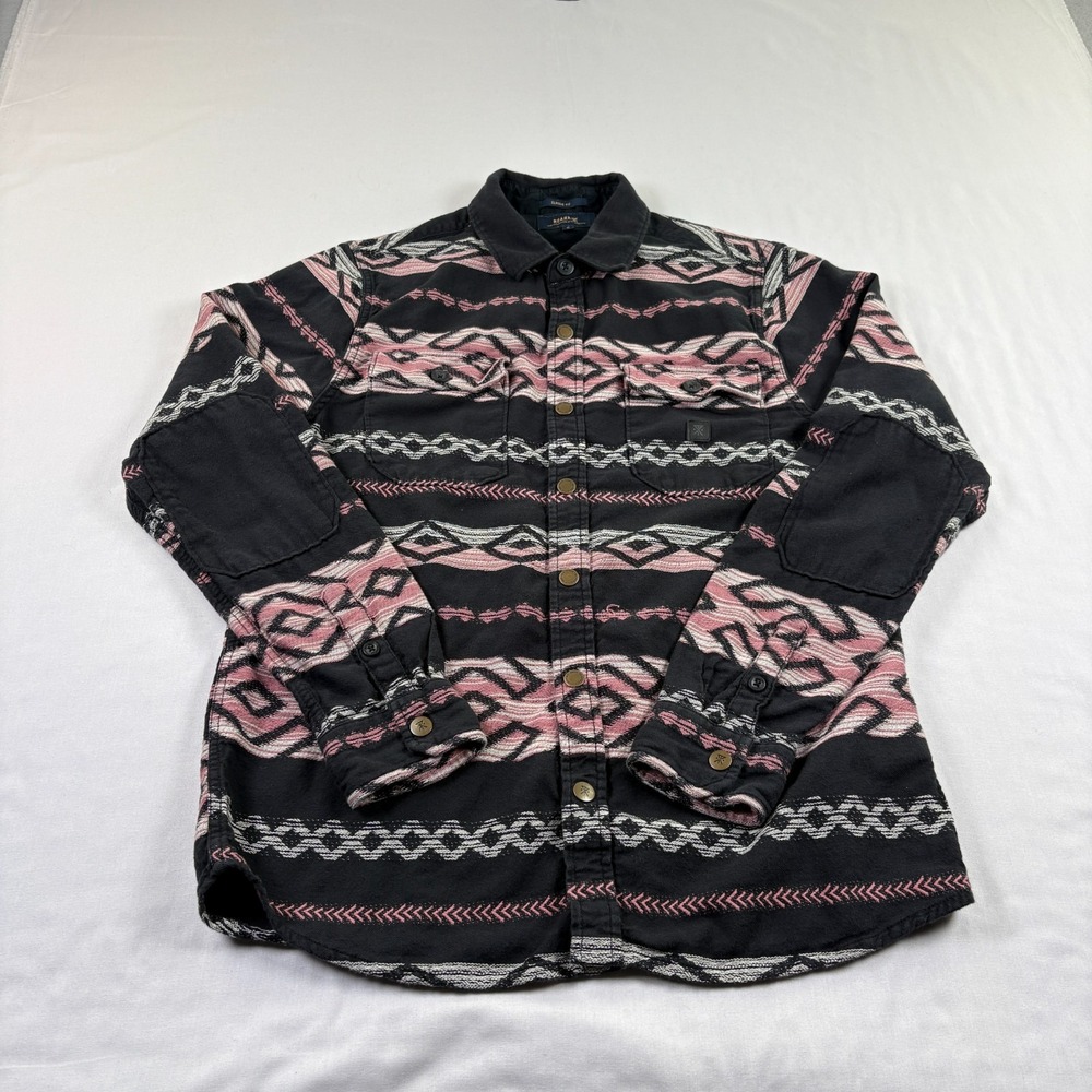 Roark Shirt‎ Mens Small Noardsman Flannel Black Pink Aztec Button Up